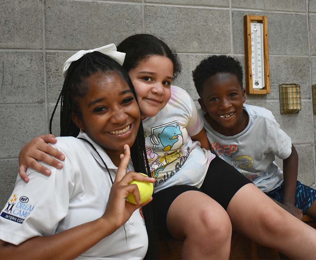 Counselor with two campers